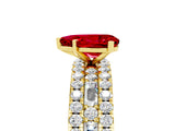 Yellow gold Pear Cut Ruby Solitaire Ring with Pavé and Channel Set Band_5