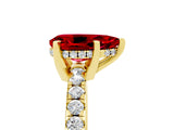 Yellow gold Pear Cut Ruby Solitaire Ring with Round  Pavé Band and Four-Prong Setting_41