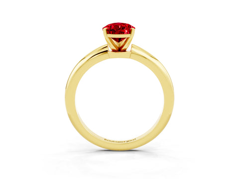 Yellow gold Pear Cut Ruby Solitaire Ring with Six-Prong Setting and Classic Band_3