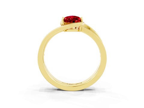 Yellow gold Pear Cut Ruby Solitaire Ring with Split Shank and Prong Setting_3