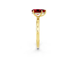 Yellow gold Pear Cut Ruby Solitaire Ring with Thin Band and Four-Prong Setting_14