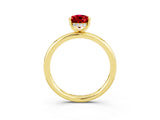 Yellow gold Pear Cut Ruby Solitaire Ring with Thin Band and Four-Prong Setting_15