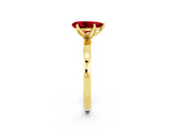 Yellow gold Pear Cut Ruby Solitaire Ring with Thin Band and Prong Setting_14