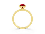 Yellow gold Pear Cut Ruby Solitaire Ring with Thin Band and Prong Setting_15