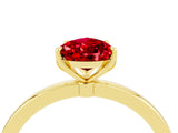 Yellow gold Pear Cut Ruby Solitaire Ring with Thin Band and Prong Setting_16