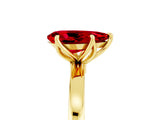 Yellow gold Pear Cut Ruby Solitaire Ring with Thin Band and Prong Setting_17