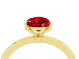 Yellow gold Pear Cut Ruby Solitaire Ring with Thin Band and Prong Setting_28