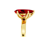 Yellow gold Pear Cut Ruby Solitaire Ring with Thin Band and Prong Setting_29