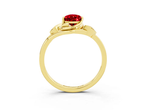 Yellow gold Pear Cut Ruby Solitaire Ring with Twist Band and Four-Prong Setting_27
