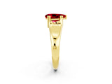 Yellow gold Pear Cut Ruby Solitaire Ring with Wide Band and Prong Setting_2
