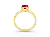Yellow gold Pear Cut Ruby Solitaire Ring with Wide Band and Prong Setting_3