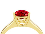 Yellow gold Pear Cut Ruby Solitaire Ring with Wide Band and Prong Setting_4