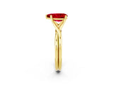 Yellow gold Pear Cut Ruby Solitaire Twist Band Prong Setting Ring_61