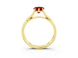 Yellow gold Pear Cut Ruby Solitaire Twist Band Prong Setting Ring_62