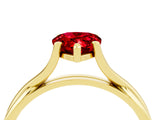 Yellow gold Pear Cut Ruby Solitaire Twist Band Prong Setting Ring_63