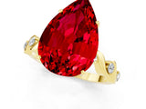 Yellow gold Pear Cut Ruby Solitaire Twisted Band with Round  Accents and Prong Setting_13