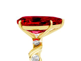 Yellow gold Pear Cut Ruby Solitaire Twisted Band with Round  Accents and Prong Setting_17