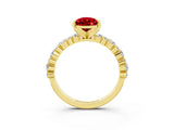 Yellow gold Pear Cut Ruby Solitaire with Side Stones, Pave Band, Four-Prong Setting_27