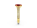 Yellow gold Pear Cut Ruby Split Shank Engagement Ring with Pavé Band_2