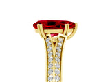 Yellow gold Pear Cut Ruby Split Shank Engagement Ring with Pavé Band_5