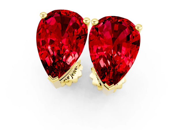 Yellow gold Pear Cut Ruby Stud Earrings