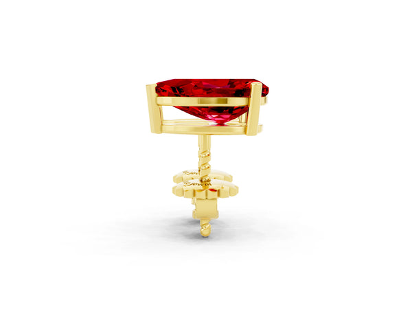 Yellow gold Pear Cut Ruby Stud Earrings