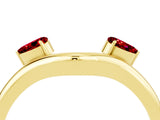 Yellow gold Pear Cut Ruby Two-Stone Open Band Ring with Prong Setting_10
