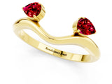 Yellow gold Pear Cut Ruby Two-Stone Open Band Ring with Prong Setting_7