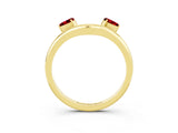 Yellow gold Pear Cut Ruby Two-Stone Open Band Ring with Prong Setting_9