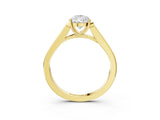 Yellow gold Pear Cut Solitaire Cathedral Diamond Engagement Ring with Channel-Set Band and Four-Prong Setting_10