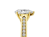 Yellow gold Pear Cut Solitaire Cathedral Diamond Engagement Ring with Channel-Set Band and Four-Prong Setting_12