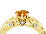 Yellow gold Pear Cut Solitaire Citrine Leaf-Inspired Vine Band Ring with Prong Setting_4