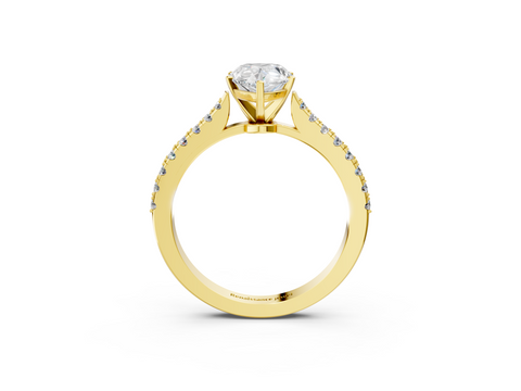 Yellow gold Pear Cut Solitaire Diamond Engagement Ring with Pave Band and Four-Prong Setting_134