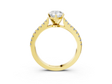 Yellow gold Pear Cut Solitaire Diamond Engagement Ring with Pave Band and Four-Prong Setting_172