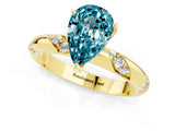 Yellow gold Pear Cut Solitaire Diamond Engagement Ring with Twisted Pave Band and Four-Prong Setting_1