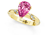 Yellow gold Pear Cut Solitaire Diamond Engagement Ring with Twisted Pave Band and Four-Prong Setting_1