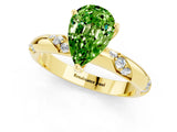 Yellow gold Pear Cut Solitaire Diamond Engagement Ring with Twisted Pave Band and Four-Prong Setting_1