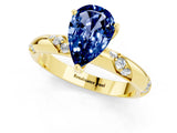 Yellow gold Pear Cut Solitaire Diamond Engagement Ring with Twisted Pave Band and Four-Prong Setting_1
