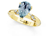 Yellow gold Pear Cut Solitaire Diamond Engagement Ring with Twisted Pave Band and Four-Prong Setting_1