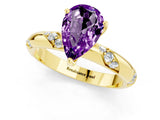 Yellow gold Pear Cut Solitaire Diamond Engagement Ring with Twisted Pave Band and Four-Prong Setting_1