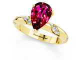 Yellow gold Pear Cut Solitaire Diamond Engagement Ring with Twisted Pave Band and Four-Prong Setting_1