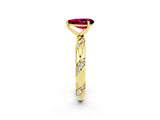 Yellow gold Pear Cut Solitaire Diamond Engagement Ring with Twisted Pave Band and Four-Prong Setting_2
