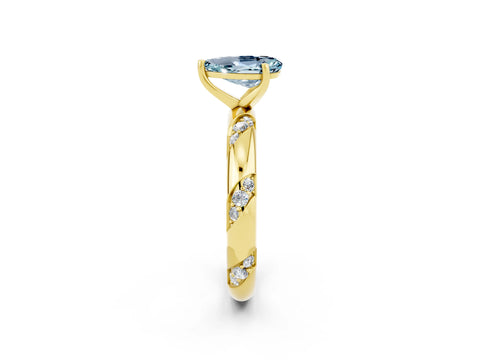 Yellow gold Pear Cut Solitaire Diamond Engagement Ring with Twisted Pave Band and Four-Prong Setting_2