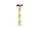 Yellow gold Pear Cut Solitaire Diamond Engagement Ring with Twisted Pave Band and Four-Prong Setting_2