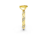 Yellow gold Pear Cut Solitaire Diamond Engagement Ring with Twisted Pave Band and Four-Prong Setting_2