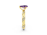 Yellow gold Pear Cut Solitaire Diamond Engagement Ring with Twisted Pave Band and Four-Prong Setting_2