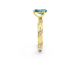 Yellow gold Pear Cut Solitaire Diamond Engagement Ring with Twisted Pave Band and Four-Prong Setting_2