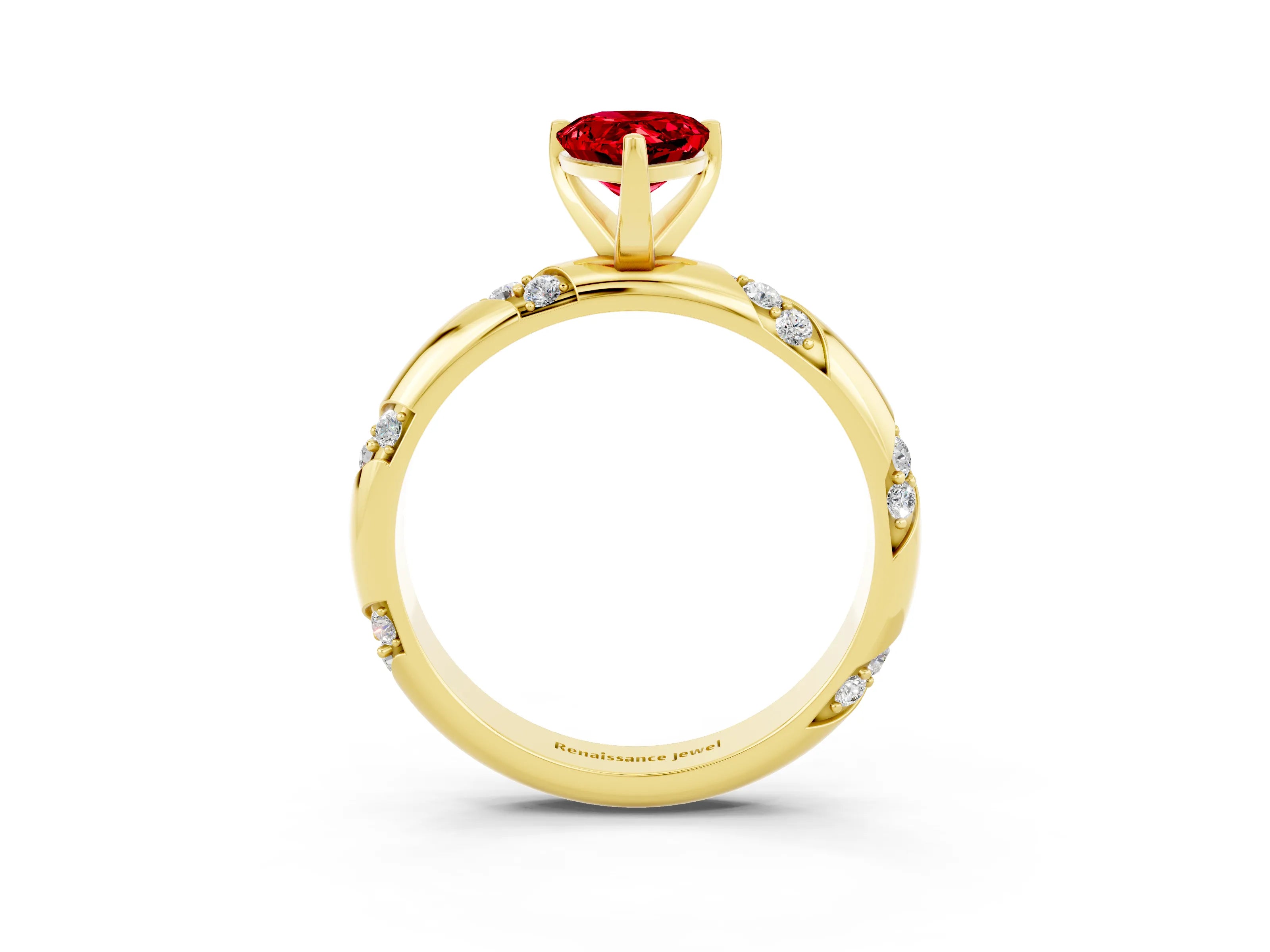 Yellow gold Pear Cut Solitaire Diamond Engagement Ring with Twisted Pave Band and Four-Prong Setting_3