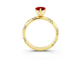 Yellow gold Pear Cut Solitaire Diamond Engagement Ring with Twisted Pave Band and Four-Prong Setting_3