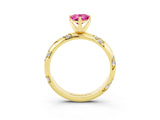 Yellow gold Pear Cut Solitaire Diamond Engagement Ring with Twisted Pave Band and Four-Prong Setting_3